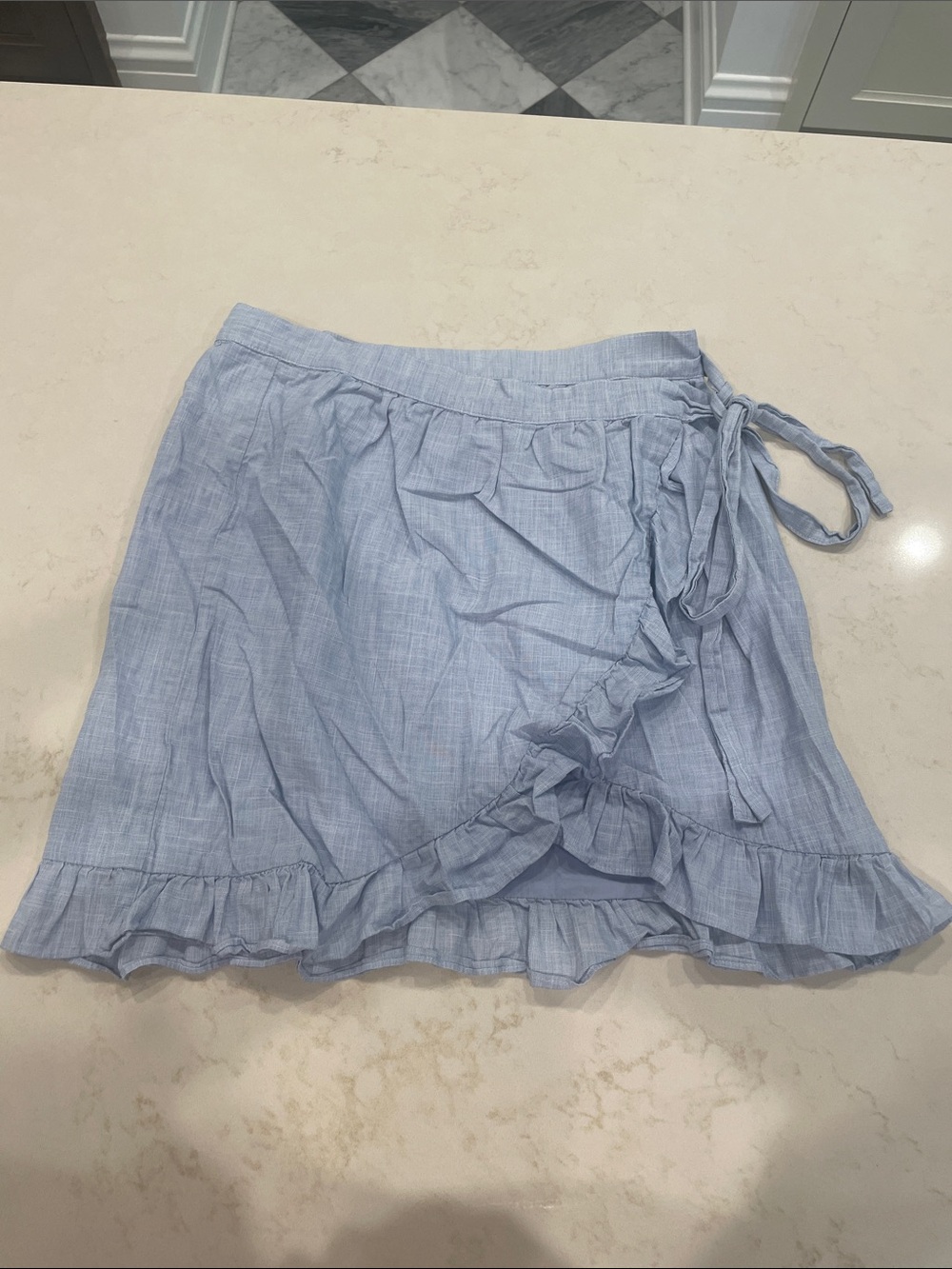 MADEWELL Light Blue Ruffle Wrap Skirt - Women size 0